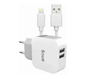 Snug 2 Port 3.4A Charger + Lightning Cable White