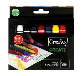 Croxley Jumbo Wax Crayons Assorted 9 Pack