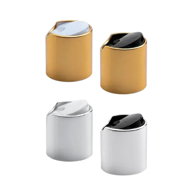 Gold or Silver Collar Cap with White or Black Disc Top - 24mm