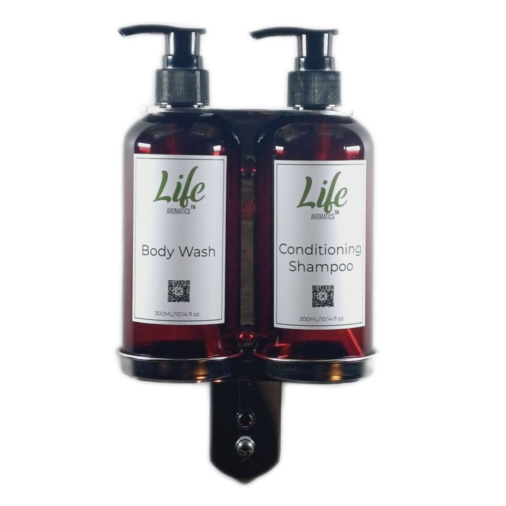 Double Wall Mounted Soap Dispenser with Sticker Set