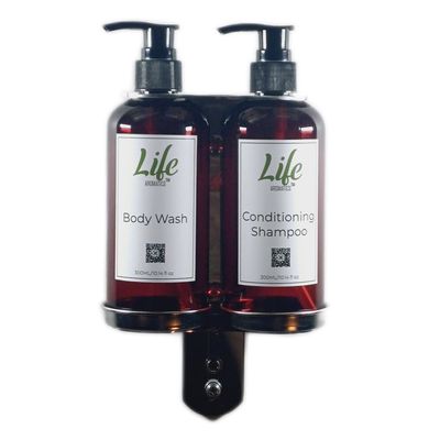 Double Wall Mounted Soap Dispenser with Sticker Set