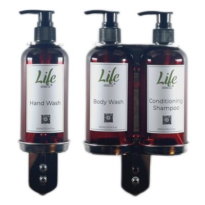 Combo Pack - Single and Double Wall Mounted Soap Dispenser with Sticker Set