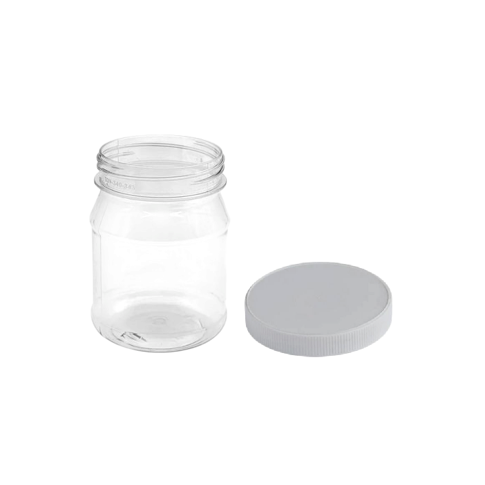 Clear Tapered Neck Jar with 63mm Opening Including Lid Clear Tapered Neck Jar with 63mm Opening Including Lid, Size: 250 gram