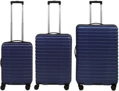 LUGGAGE SET 3PC NAVY Cabin Suitcase 2 Wheels - 20 inch (Blue)