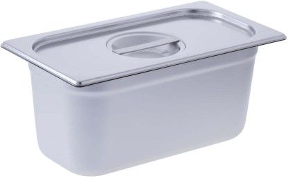 Steelking Bain Marie Third Insert With Lid 0.15 ml Single Pan (Silver, Pack of 1)