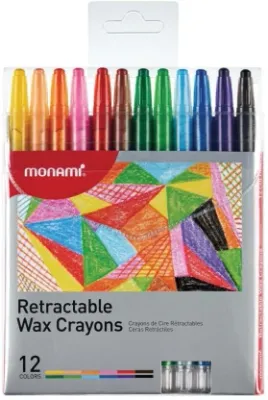 Monami Retractable Wax Crayons (Set of 12)
