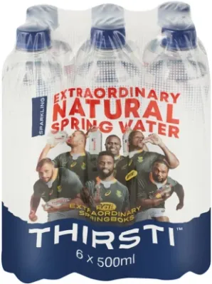 Thirsti Sparkling Natural Spring Mineral Water (6 x 500 ml)