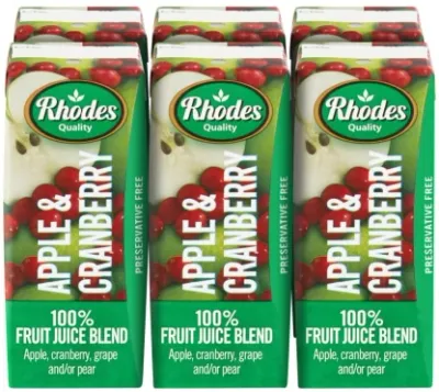 Rhodes Apple & Cranberry 100% Fruit Juice Blend (6 x 200 ml)
