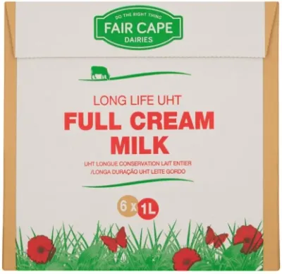 Fair Cape Long Life UHT Full Cream Milk, Plain Flavour (6 x 1 L)