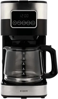 Eiger Digital Filter Coffee Machine Coffee Maker (Black, Silver)