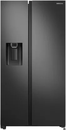 Samsung 617 L Double Door Fridge (Black, Side By Side Fridge with Water and Ice Dispenser)