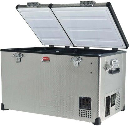 Snomaster 66 L Double Door Fridge (Stainless Steel, Dual Compartment Portable Fridge Freezer)