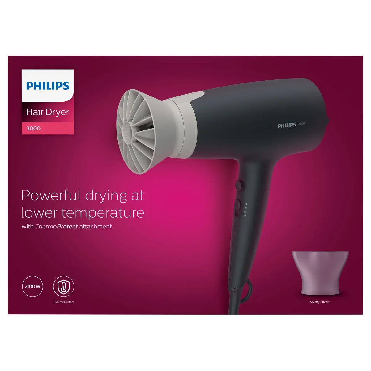 Philips Thermoprotect Hair Dryer With 6 Heat And Speed Settings.