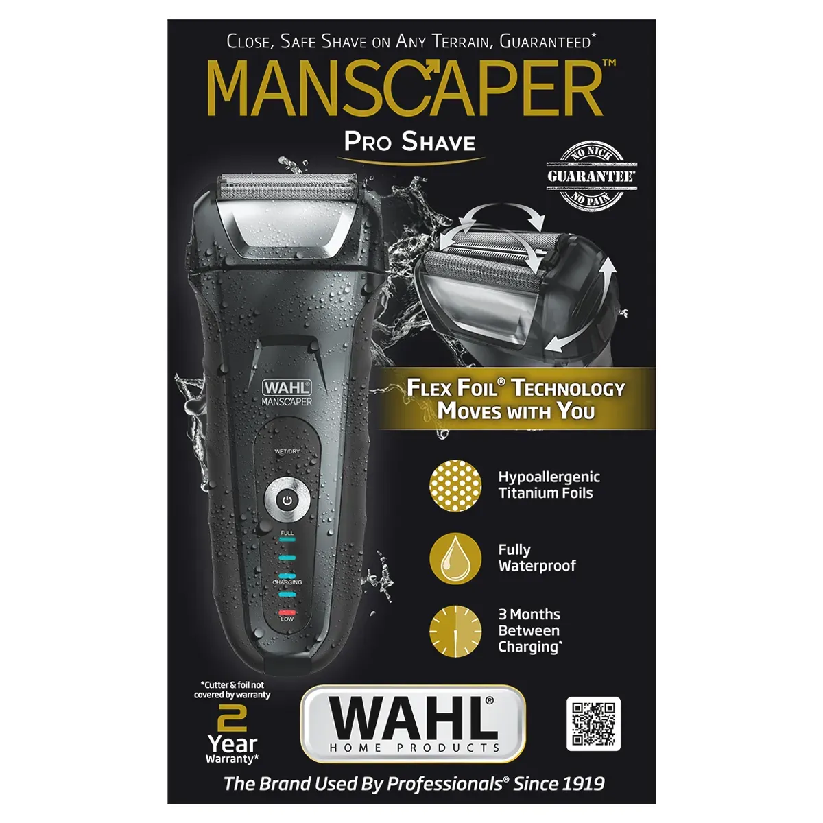 Wahl Manscaper Pro Shave Lithium Ion Wetdry 8 Piece Rechargeable Shaver