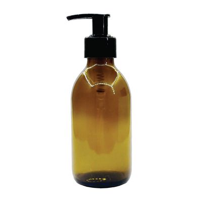 200ml Brown Amber Glass Bottle with Lotion Pump Dispenser