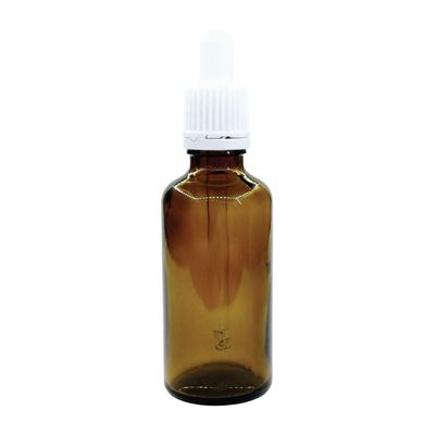 50ml Brown Amber Dropper Bottles with White Glass Pipettes