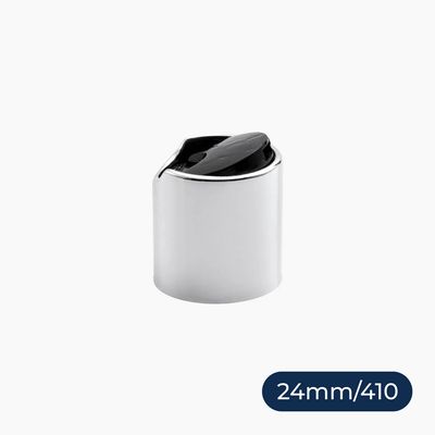 Silver Collar Disc Top Caps (24 mm) - Black