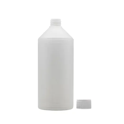 1L HDPE Bottle (28mm neck) - With Closure - Natural