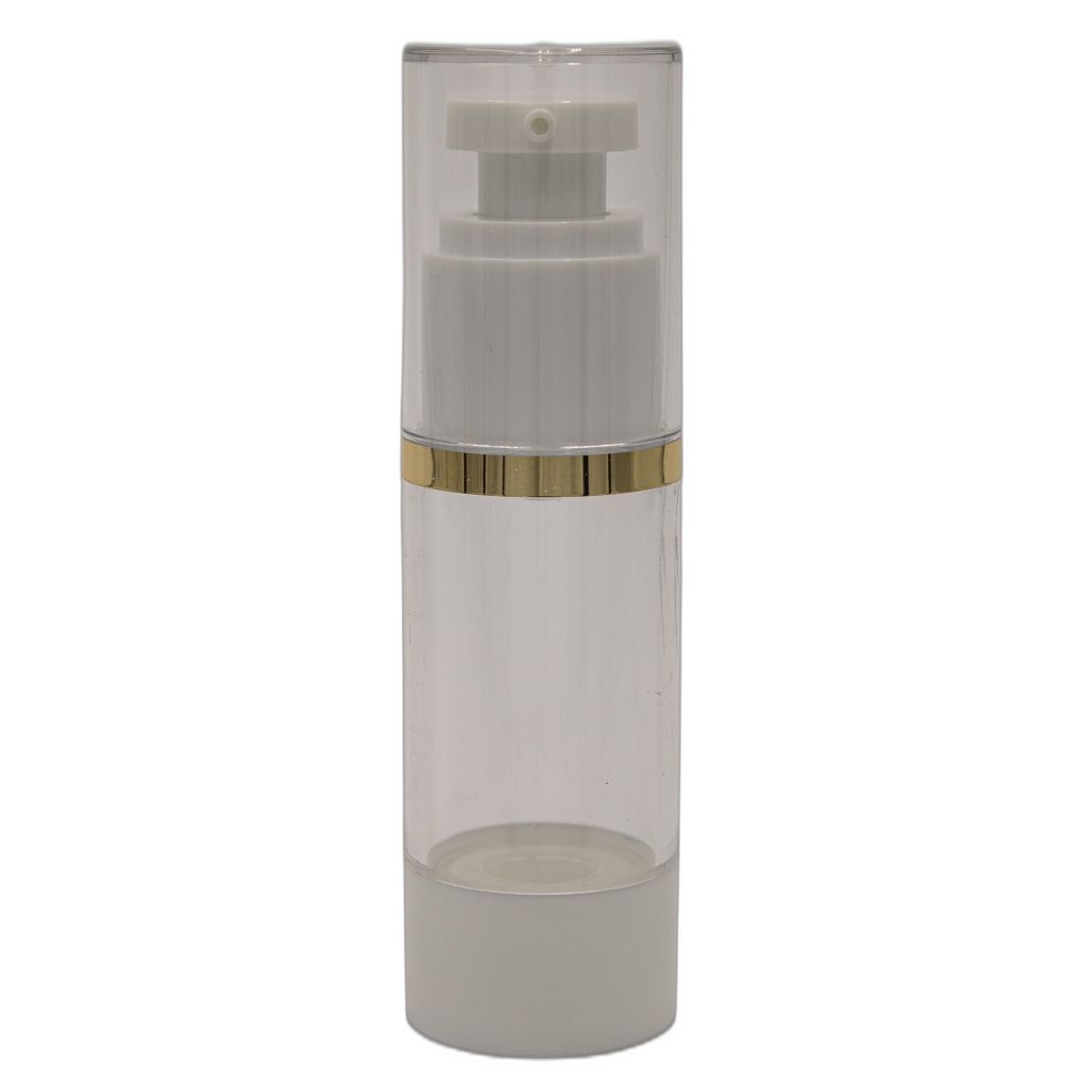 Airless Lotion Bottle 30ml Natural with Gold Ring Airless Lotion Bottle 30ml Natural with Gold Ring