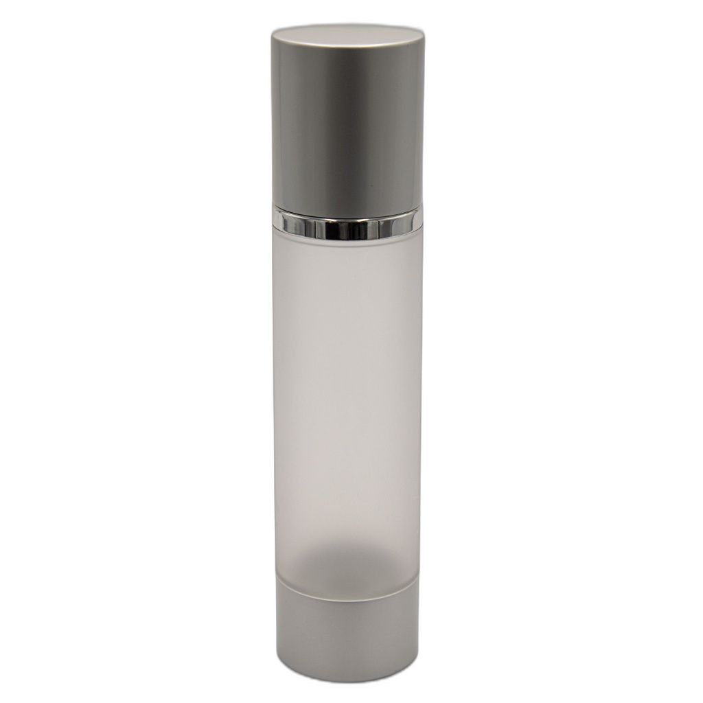 Airless Lotion Bottle 100ml Frosted with Silver Ring Airless Lotion Bottle 100ml Frosted with Silver Ring