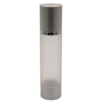 Airless Lotion Bottle 100ml Frosted with Silver Ring Airless Lotion Bottle 100ml Frosted with Silver Ring