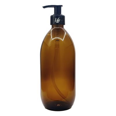 500ml Brown Amber Glass Bottles with Lotion Dispenser Pump