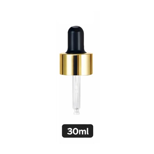 Gold Pipette Dropper (18mm) - Black - For 30ml Glass Bottle Gold Pipette Dropper (18mm) - Black - For 30ml Glass Bottle