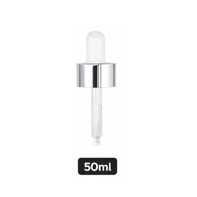 Silver Pipette Dropper (18mm) - White - For 50ml Glass Bottle Silver Pipette Dropper (18mm) - White - For 50ml Glass Bottle