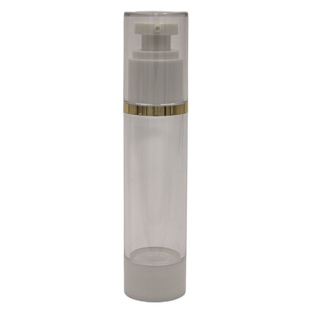 Airless Lotion Bottle 50ml Natural with Gold Ring Airless Lotion Bottle 50ml Natural with Gold Ring