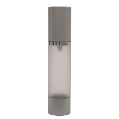 Airless Lotion Bottle 50ml Frosted with Silver Ring Airless Lotion Bottle 50ml Frosted with Silver Ring