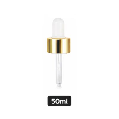 Gold Pipette Dropper (18mm) - White - For 50ml Glass Bottle