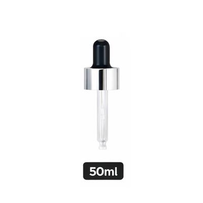 Silver Pipette Dropper (18mm) - Black - For 50ml Glass Bottle