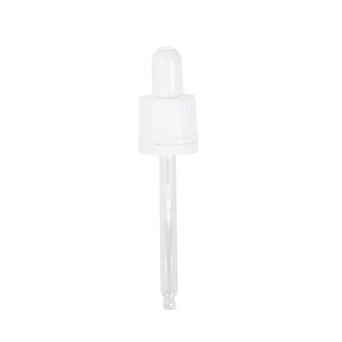 Pipette Dropper Cap (18 mm) - For 50ml Glass Bottle - White Pipette Dropper Cap (18 mm) - For 50ml Glass Bottle - White