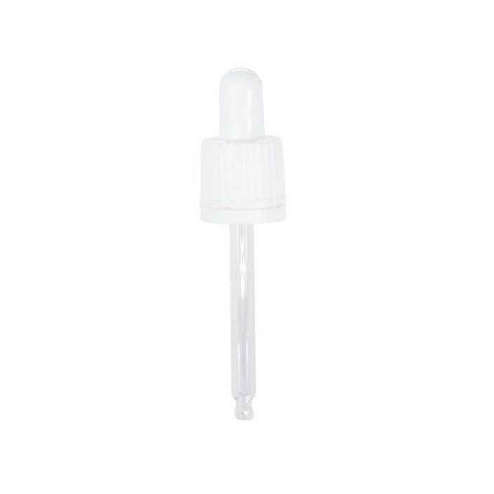 Pipette Dropper Cap (18 mm) - For 30ml Glass Bottle - White Pipette Dropper Cap (18 mm) - For 30ml Glass Bottle - White