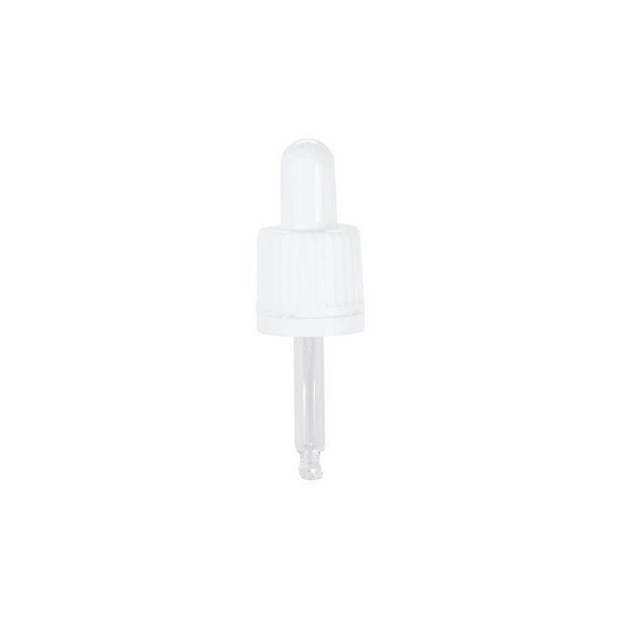 Pipette Dropper Cap (18 mm) - For 10ml Glass Bottle - White Pipette Dropper Cap (18 mm) - For 10ml Glass Bottle - White