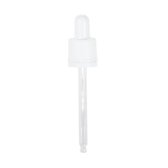 Pipette Dropper Cap (18 mm) - For 100ml  Glass Bottle - White