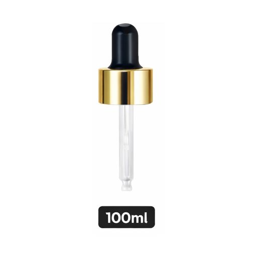 Gold Pipette Dropper (18mm) - Black - For 100ml Glass Bottle