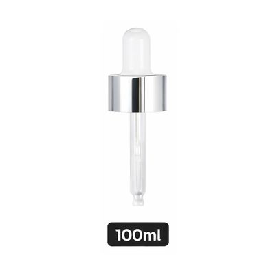 Silver Pipette Dropper (18mm) - White - For 100ml Glass Bottle Silver Pipette Dropper (18mm) - White - For 100ml Glass Bottle