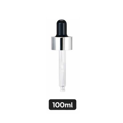 Silver Pipette Dropper (18mm) - Black - For 100ml Glass Bottle