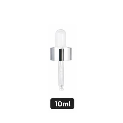 Silver Pipette Dropper (18mm) - White - For 10ml Glass Bottle Silver Pipette Dropper (18mm) - White - For 10ml Glass Bottle
