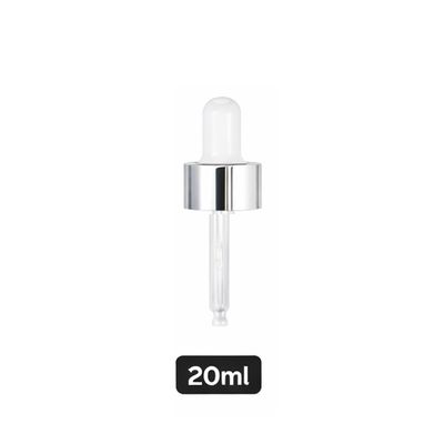 Silver Pipette Dropper (18mm) - White - For 20ml Glass Bottle