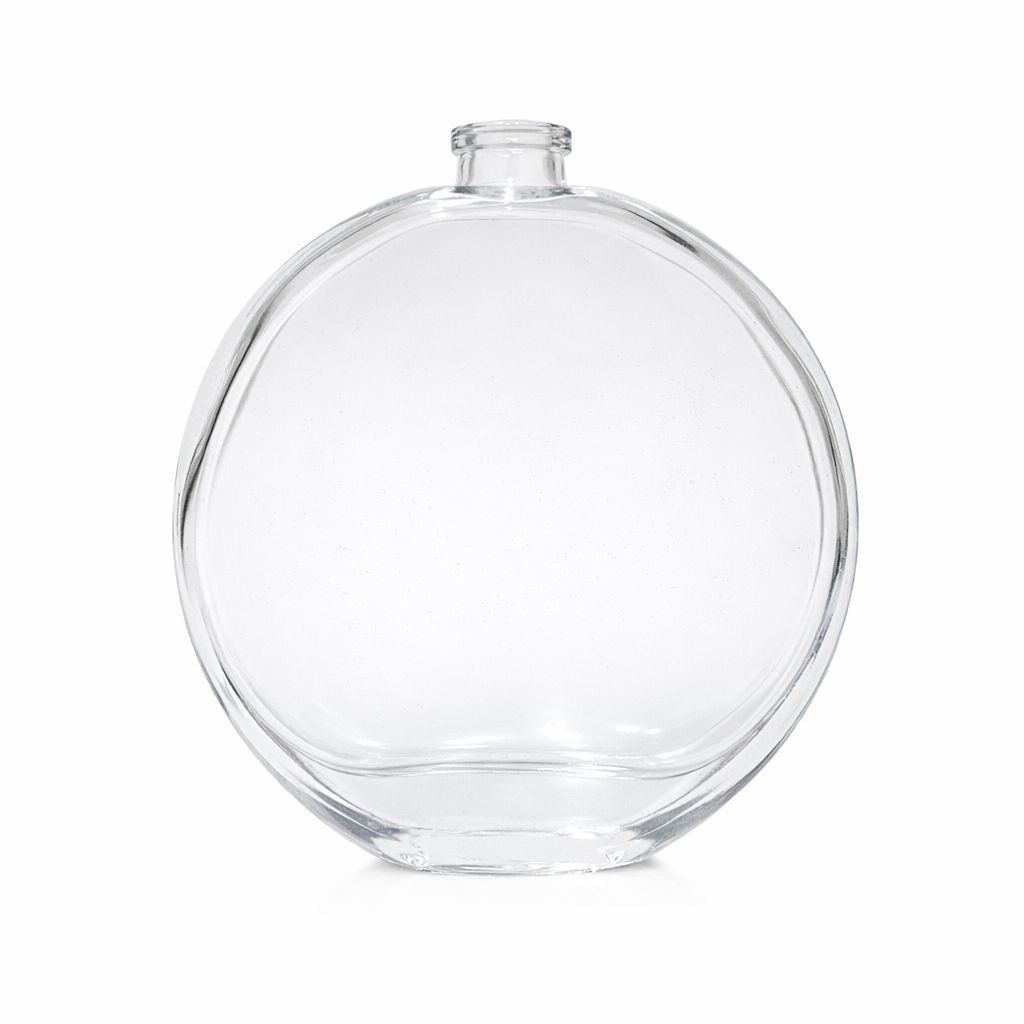 Round Flat Glass Bottle 100ml 15mm Crimp Neck