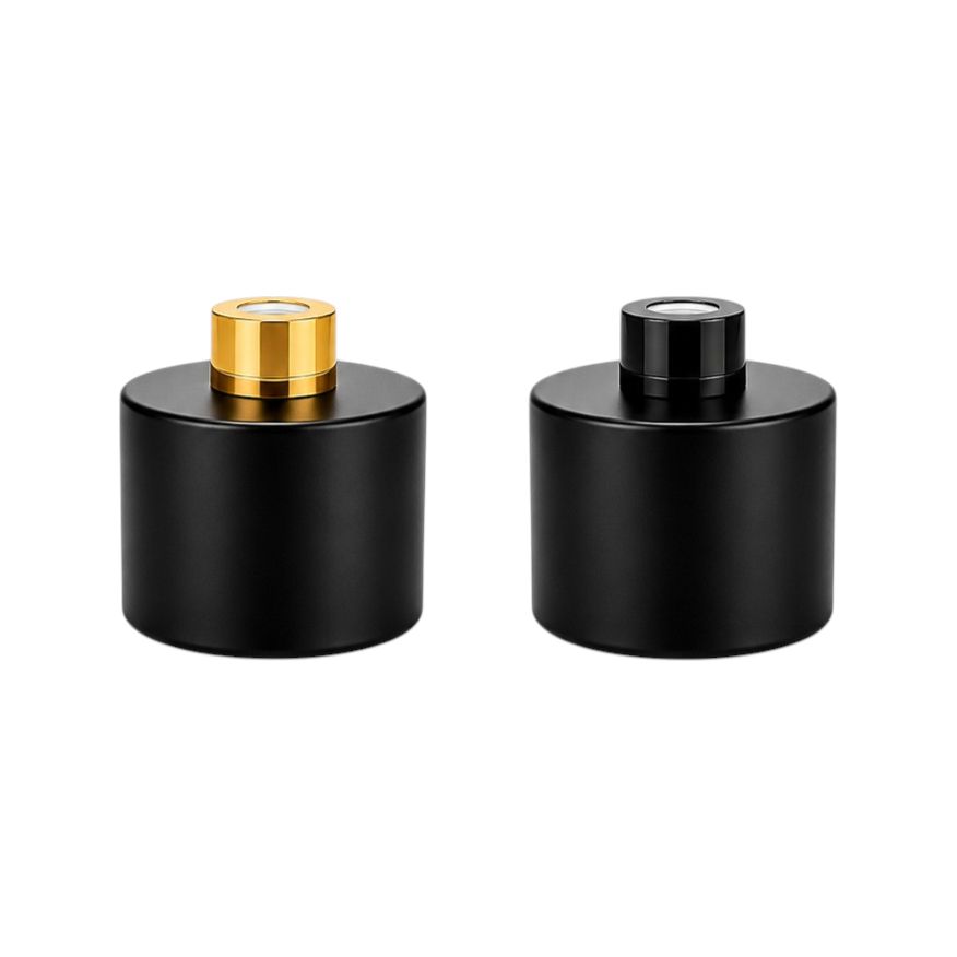 200ml Matt Black Diffuser Bottle - Complete with Black or Gold Diffuser Cap and Plug