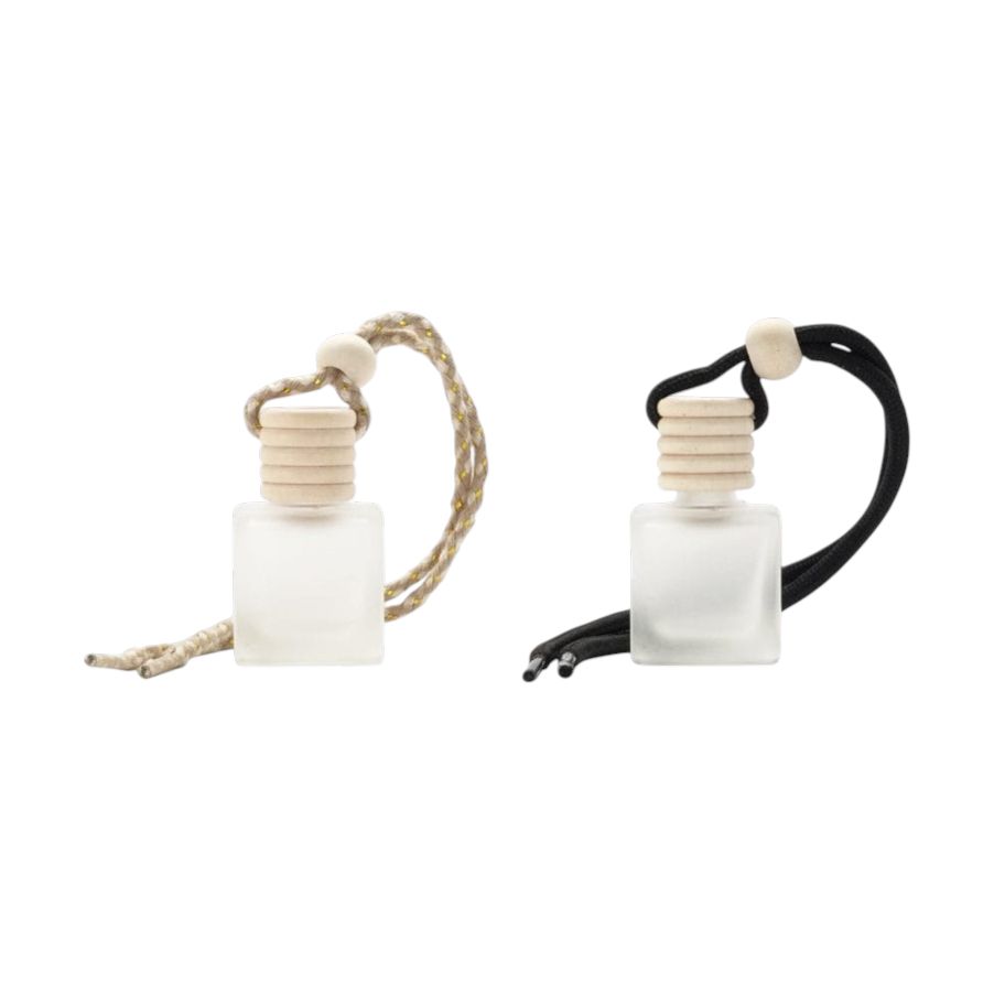 10ml Car Frosted Diffuser Bottle With Plastic Plug Wooden Cap and Natural or Black String