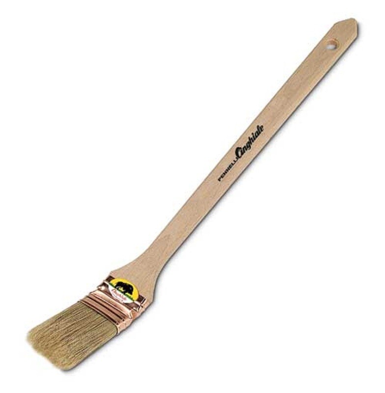 S.595 PENNELLESSA RADIATORE TRIPLA SETOLA BIONDA MANICO LEGNO  CON GHIERA RAMATA