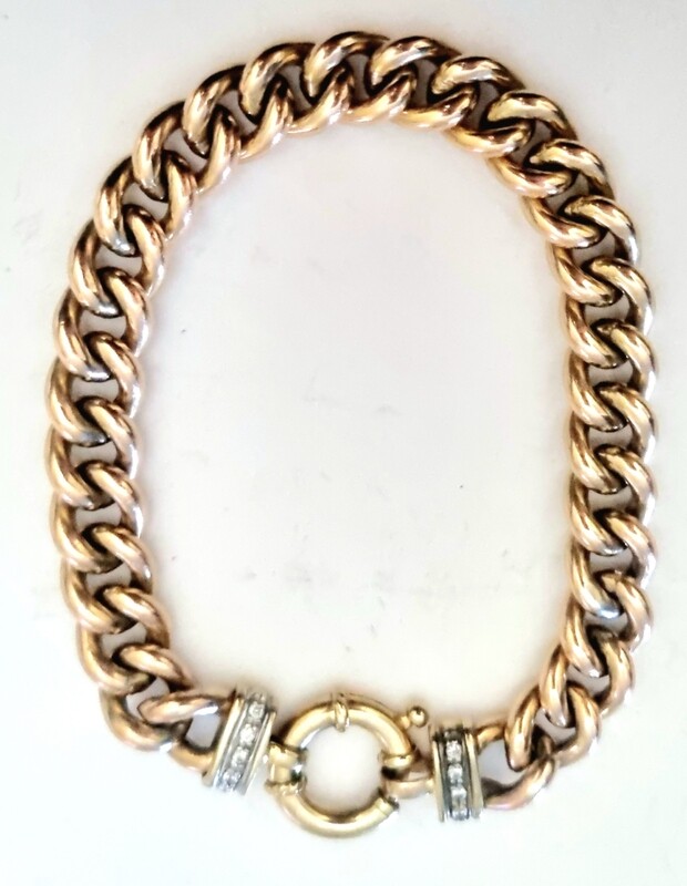 9CT GOLD SILVER FILLED  CHUNKY CURB