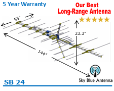 Sky Blue Antenna SB24 Hi-VHF/UHF HD Antenna, ch 7-69, 5 Year Warranty