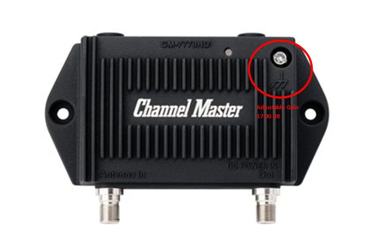 Channel Master CM-7779HD Professional Grade Adjustable Gain TV Antenna Preamplifier with LTE Filter | Indoor/Outdoor
