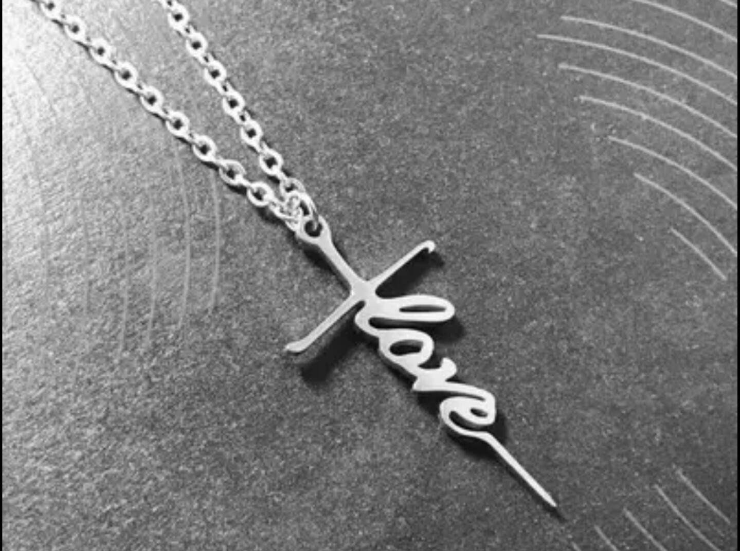 18 in Stainless Steel Cross Necklace with word LOVE written into it..