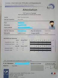 certificat tcf enregistré en ligne